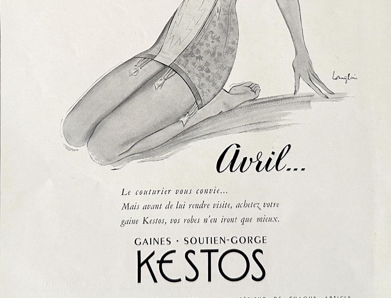 Authentic 1950s Vintage Lingerie Advertisement Print, Mid Century Paris Pin Up Girls Wall Art Print