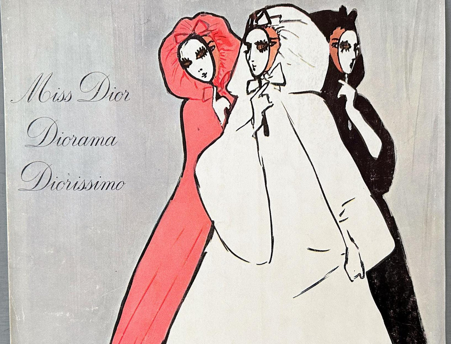 Authentic 1960s Vintage Dior Perfume Poster by Rene Gruau: Glam Fashion Wall Art