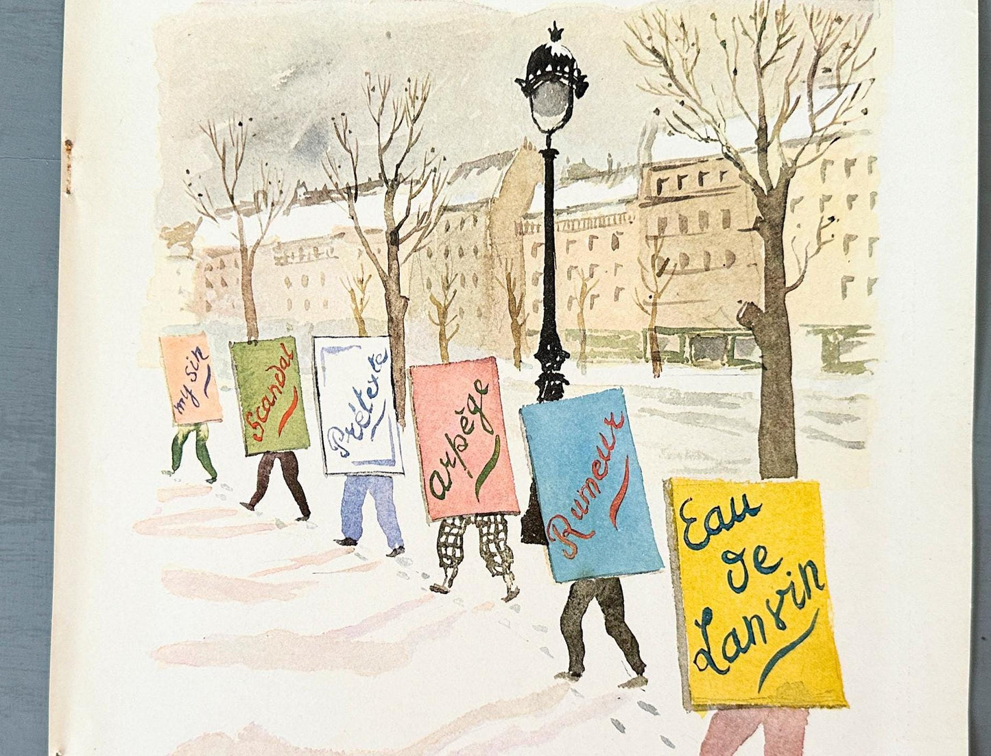 Authentic 1950s  Lanvin Perfume Ad Print: Vintage Parisian Fashion Poster