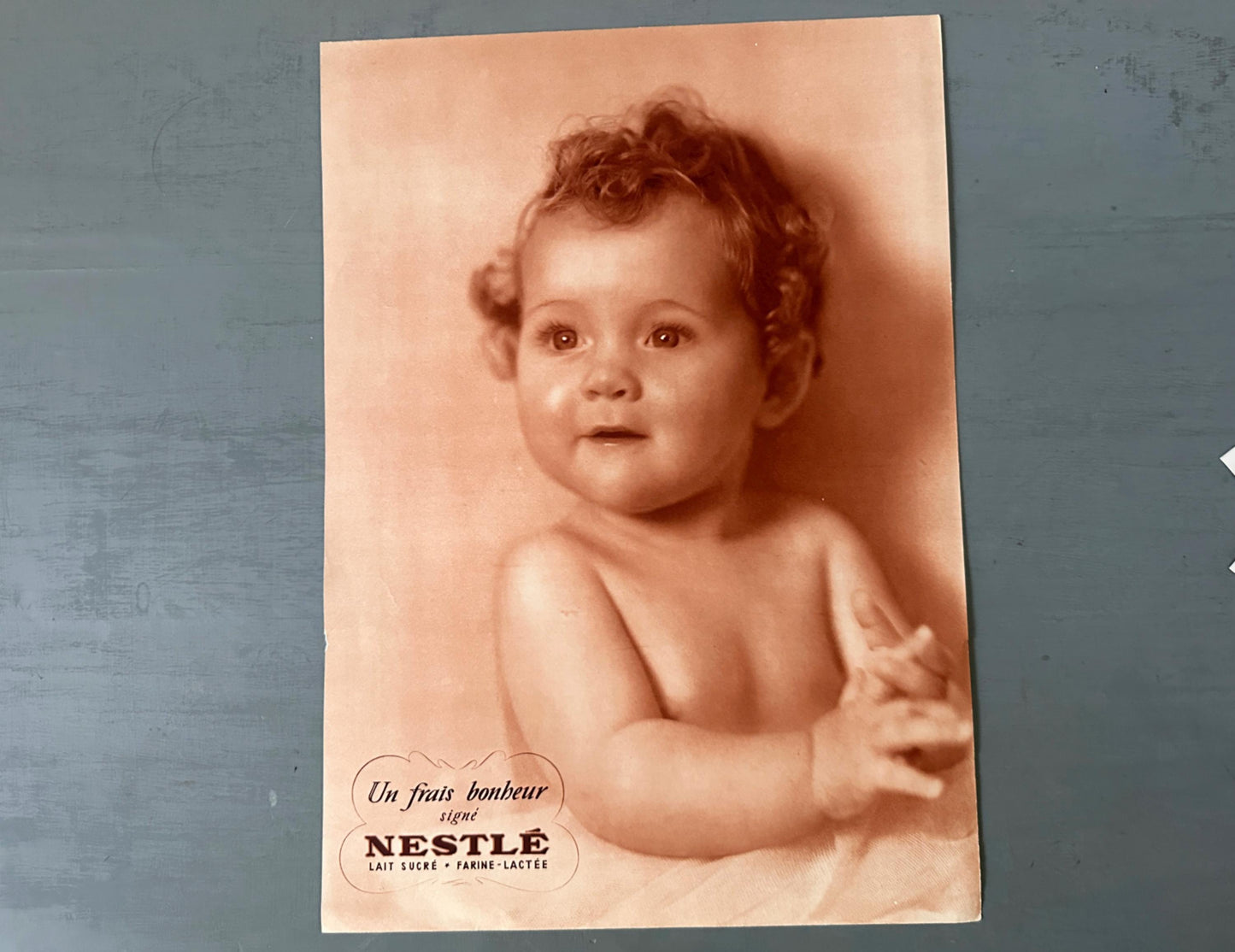 Authentic 1930s French Vintage Nestle Baby Advertisement: Sepia Nursery or Kitchen Wall Art