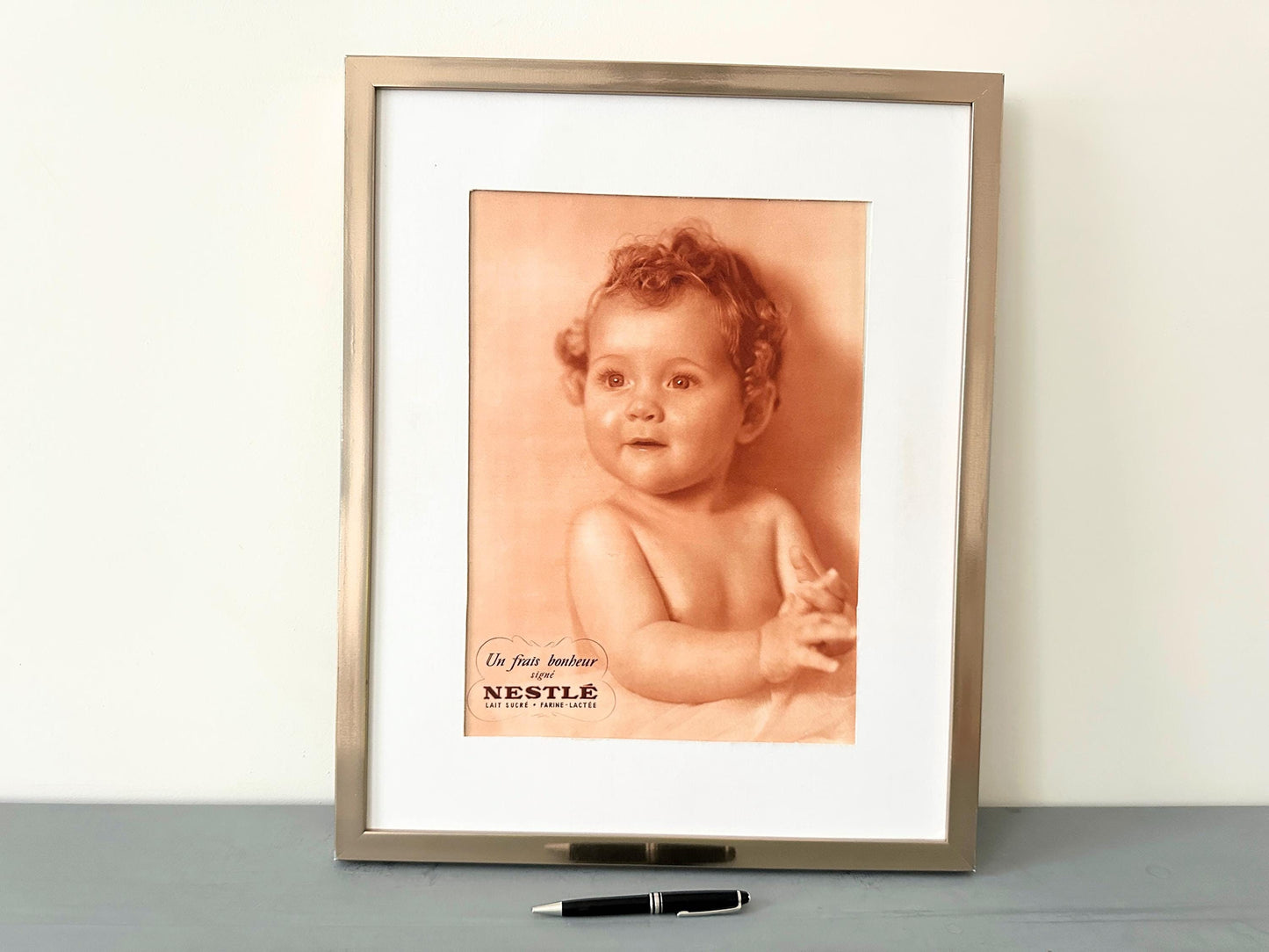 Authentic 1930s French Vintage Nestle Baby Advertisement: Sepia Nursery or Kitchen Wall Art