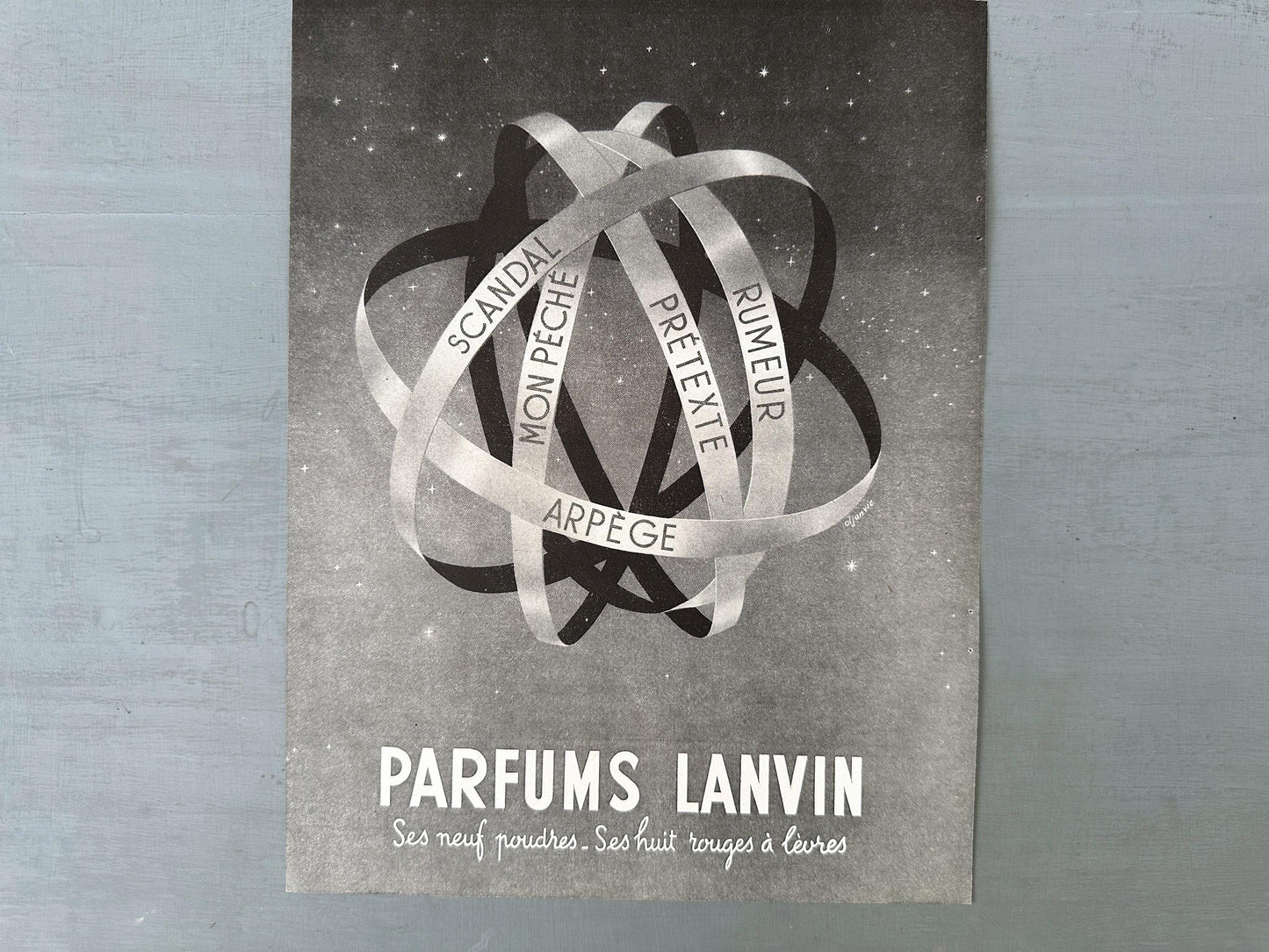Authentic 1920s Vintage Lanvin Perfume Ad Poster: Original French Art Deco Print