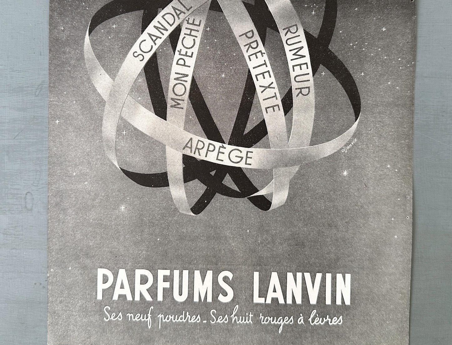 Authentic 1920s Vintage Lanvin Perfume Ad Poster: Original French Art Deco Print
