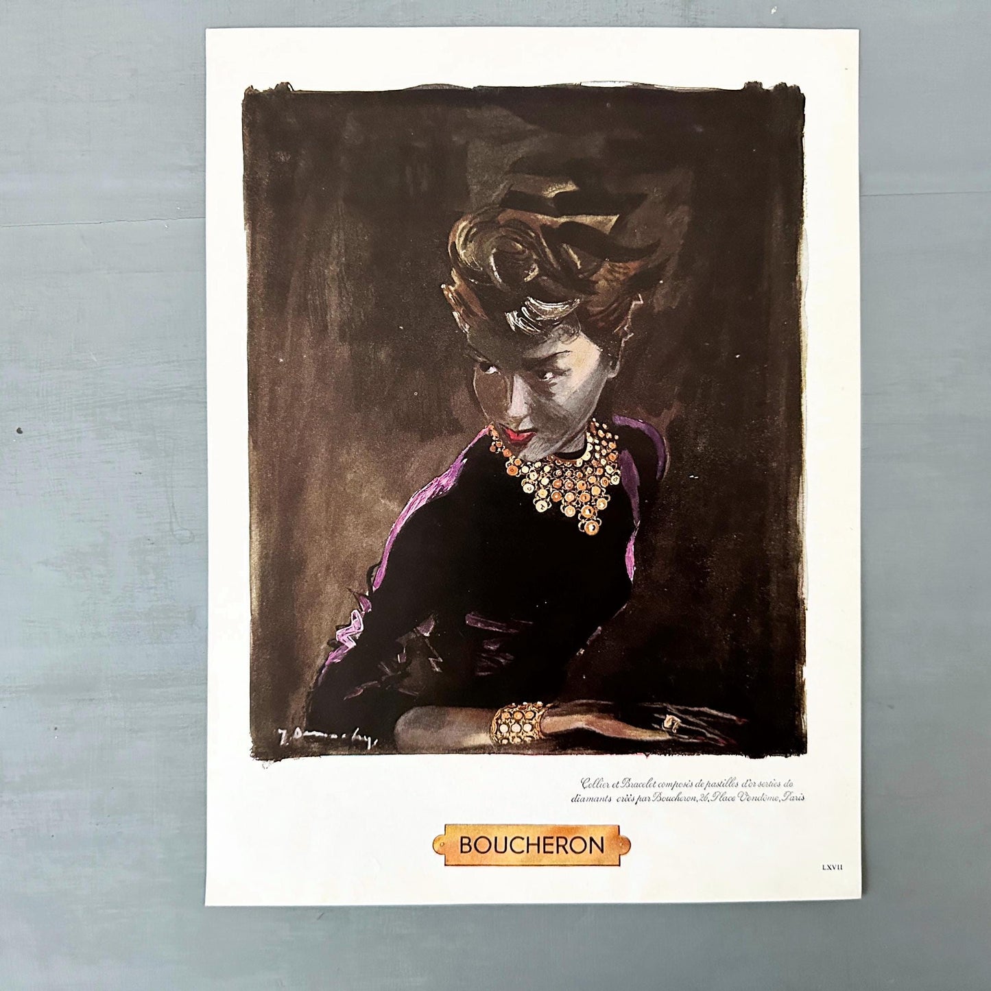 Authentic 1950s Vintage Boucheron Ad Poster: Original Jacques Demachy Jewelry Print