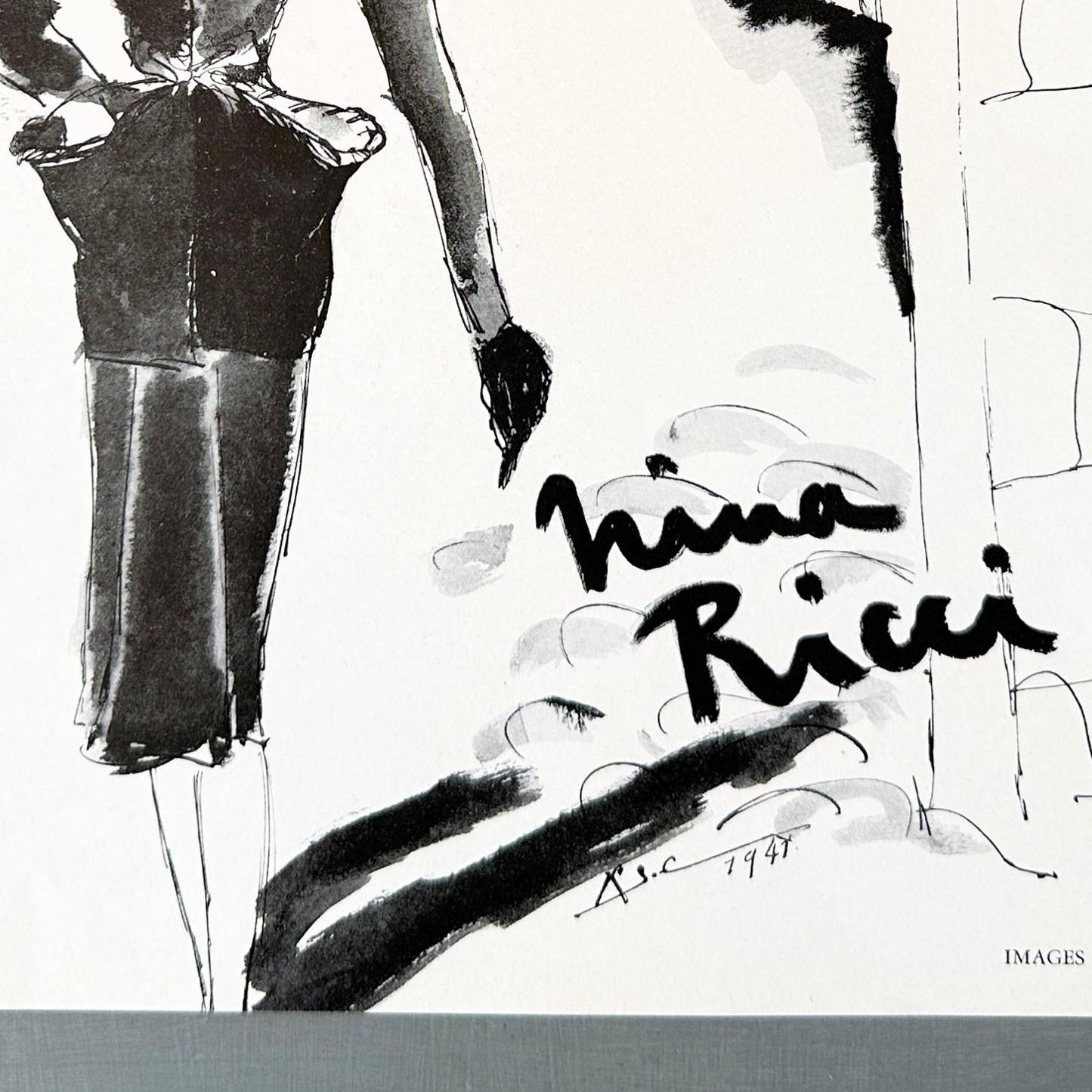 Rare Authentic 1940s Nina Ricci Fashion Print: Vintage French Vogue Advertisement