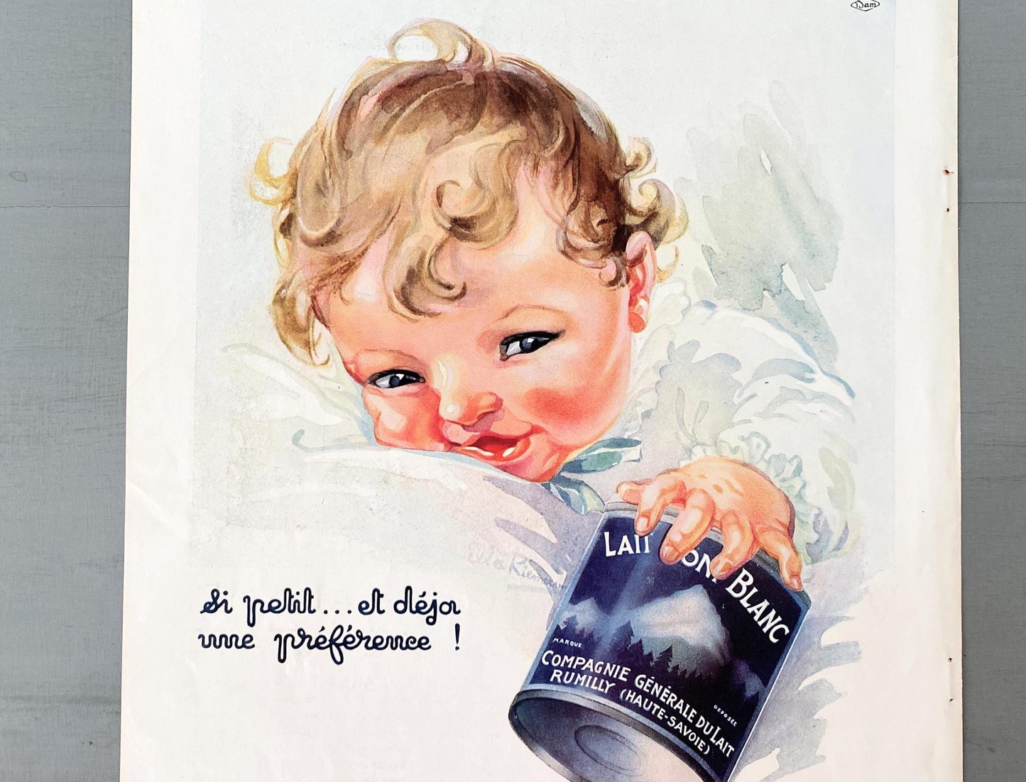 Original 1930s Vintage French Baby Food Ad Poster: Authentic Nursery Wall Art Print by Ella Riemeran