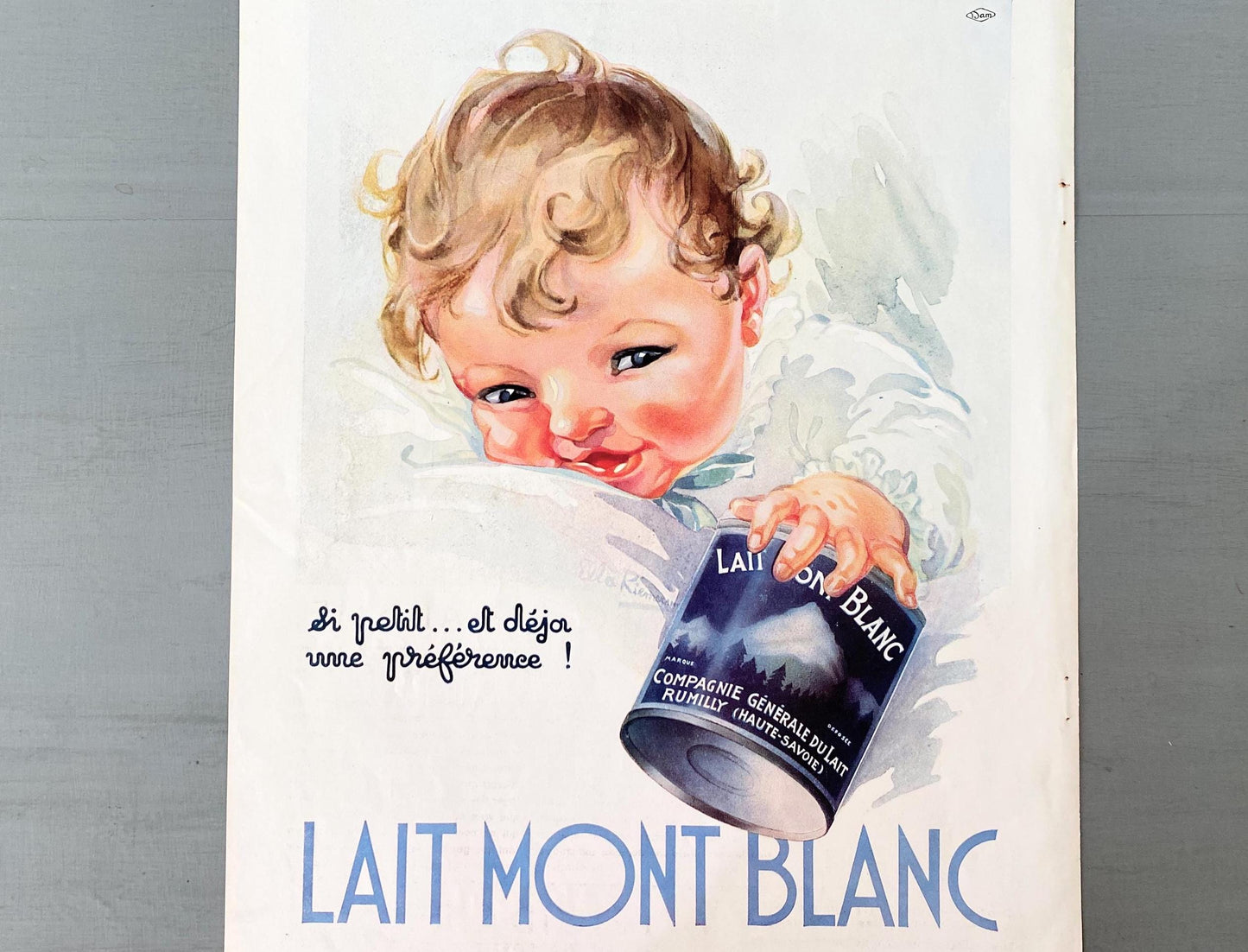 Original 1930s Vintage French Baby Food Ad Poster: Authentic Nursery Wall Art Print by Ella Riemeran