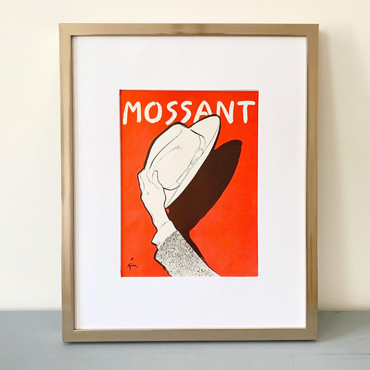 Authentic 1930s Vintage Mossant Hat Ad Poster: French Mid-Century Fashion Print by Rene Gruau