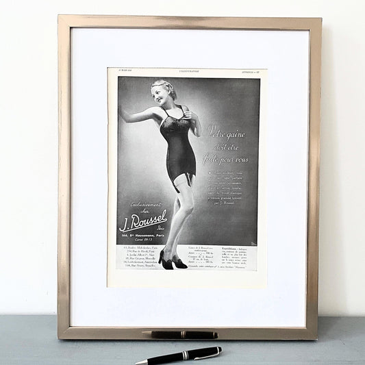 Original Vintage Scandal Lingerie Pin Up Advertising - Rare Authentic French Women Underwear Corset Print Wall Decor - Unique Gift for Her