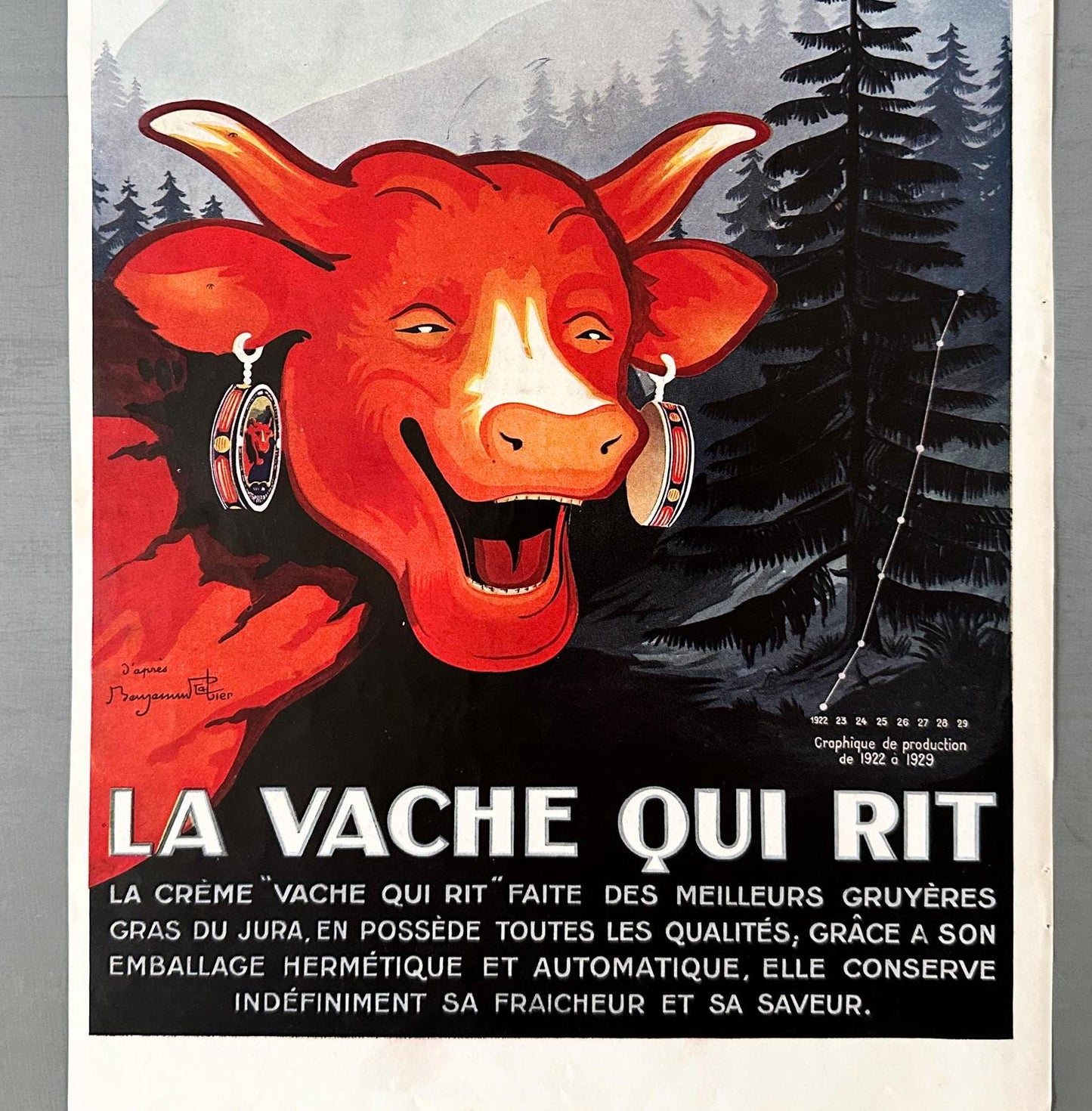 Original 1920s French Vintage Food Advertisement Wall Art Print, Rare Retro Mid Century Modern Kitchen Poster