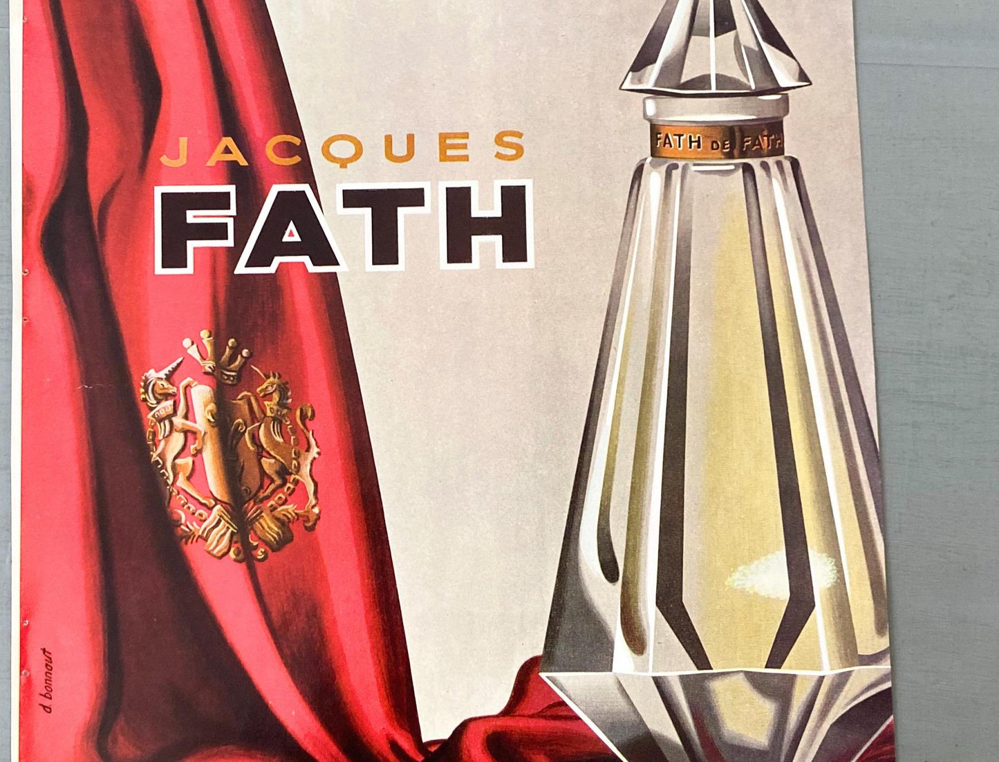 Authentic 1950s French Perfume Bottle Ad Print: Vintage Vogue Magazine Page