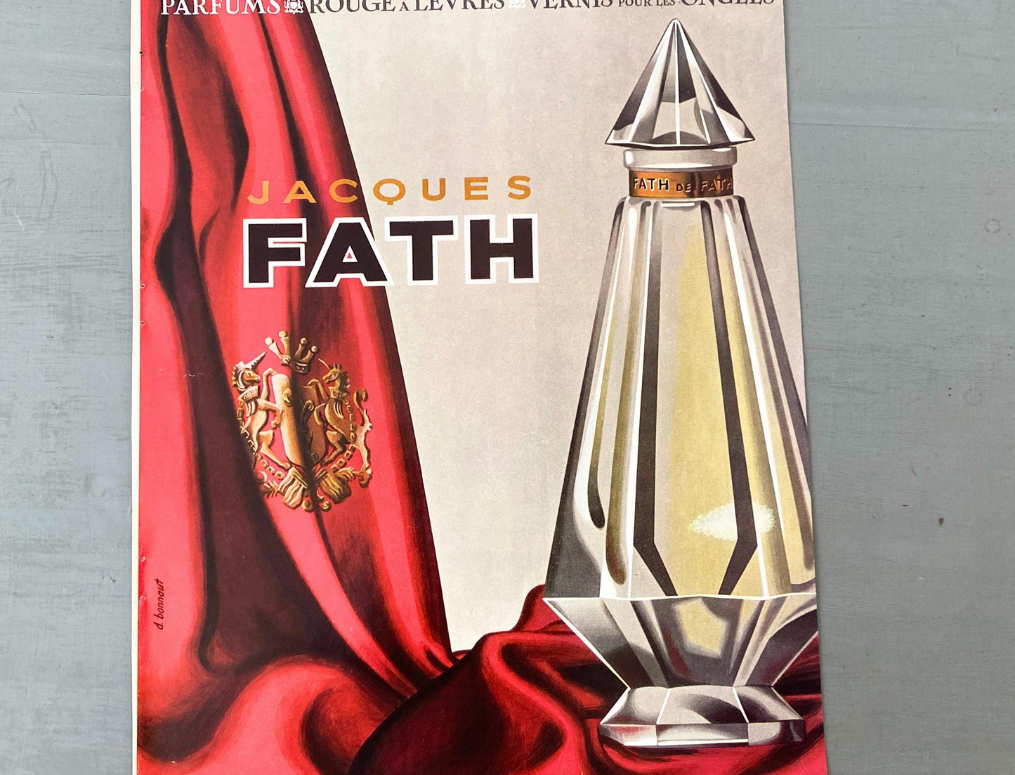 Authentic 1950s French Perfume Bottle Ad Print: Vintage Vogue Magazine Page