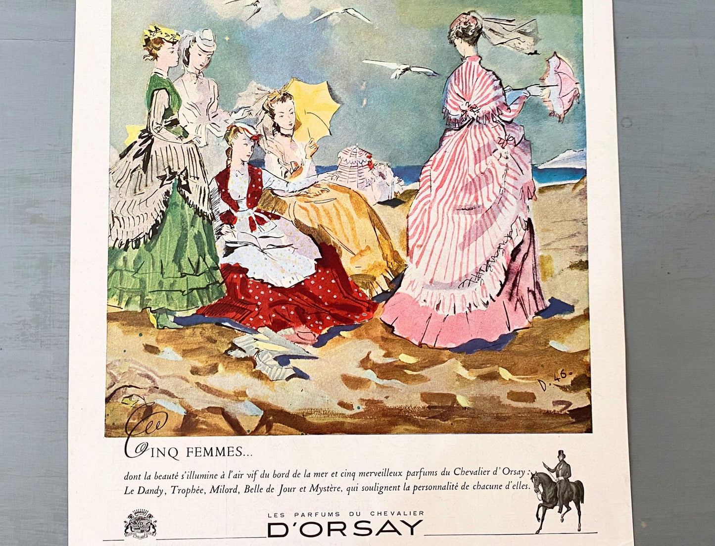 Authentic 1950s Vintage French Perfume D'Orsay Advertisement Print: Belle Epoque Wall Art