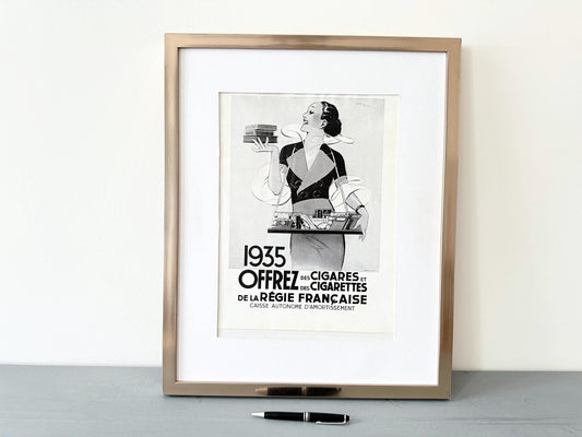 Authentic 1930s Vintage Cigar Advertising Poster, Mid Century Man cave Wall Decor Print