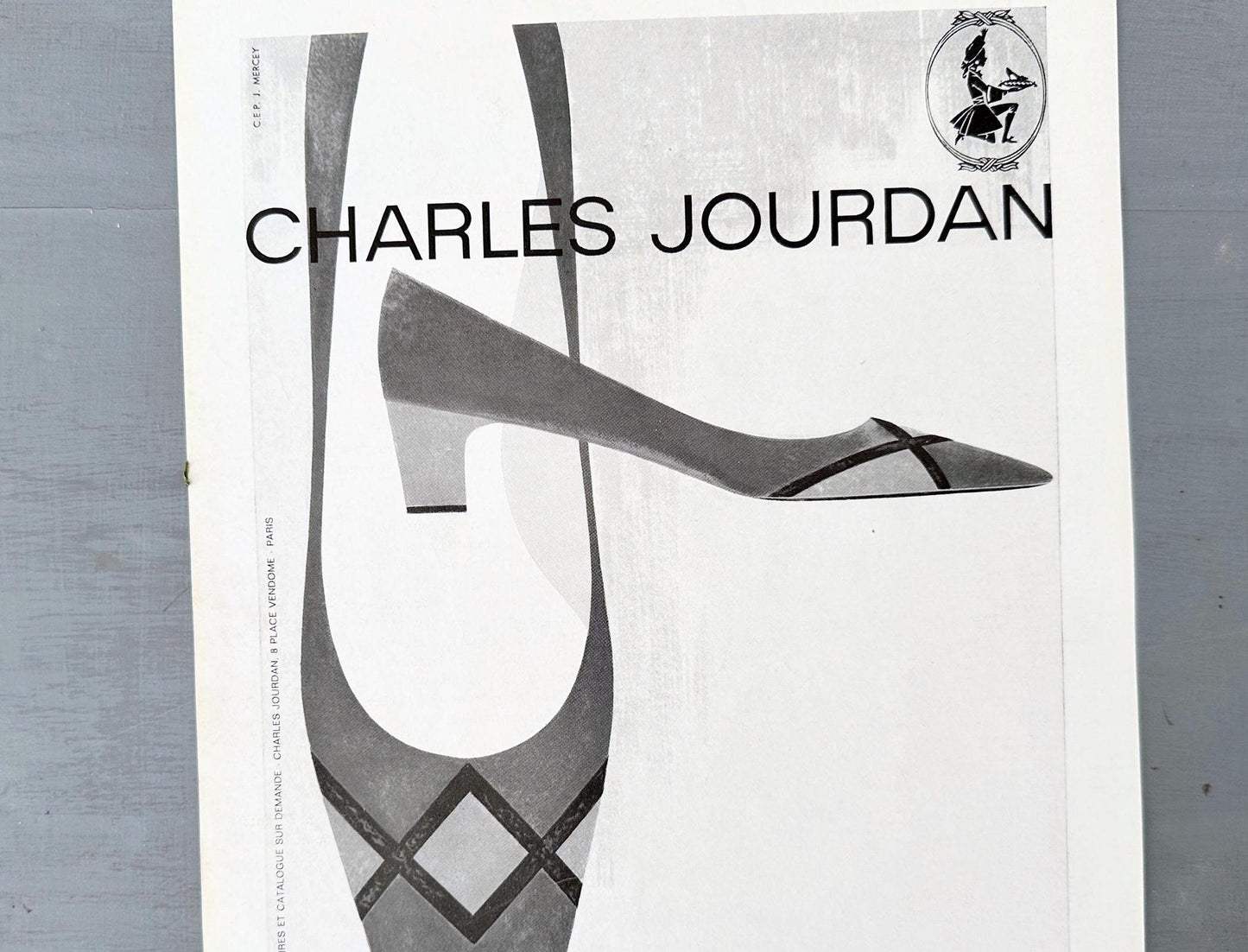 Vintage Charles Jourdan Shoe Ad Print: French Fashion Illustration