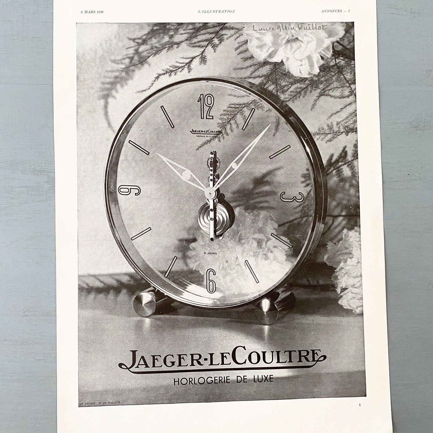 Authentic 1930s Jaeger Clock Print: Original Vintage French Magazine Advertisement Poster