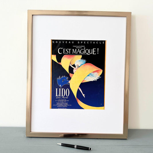 Authentic 1960s Vintage Cabaret Lido Paris Poster by Rene Gruau: Art Deco Glam Decor