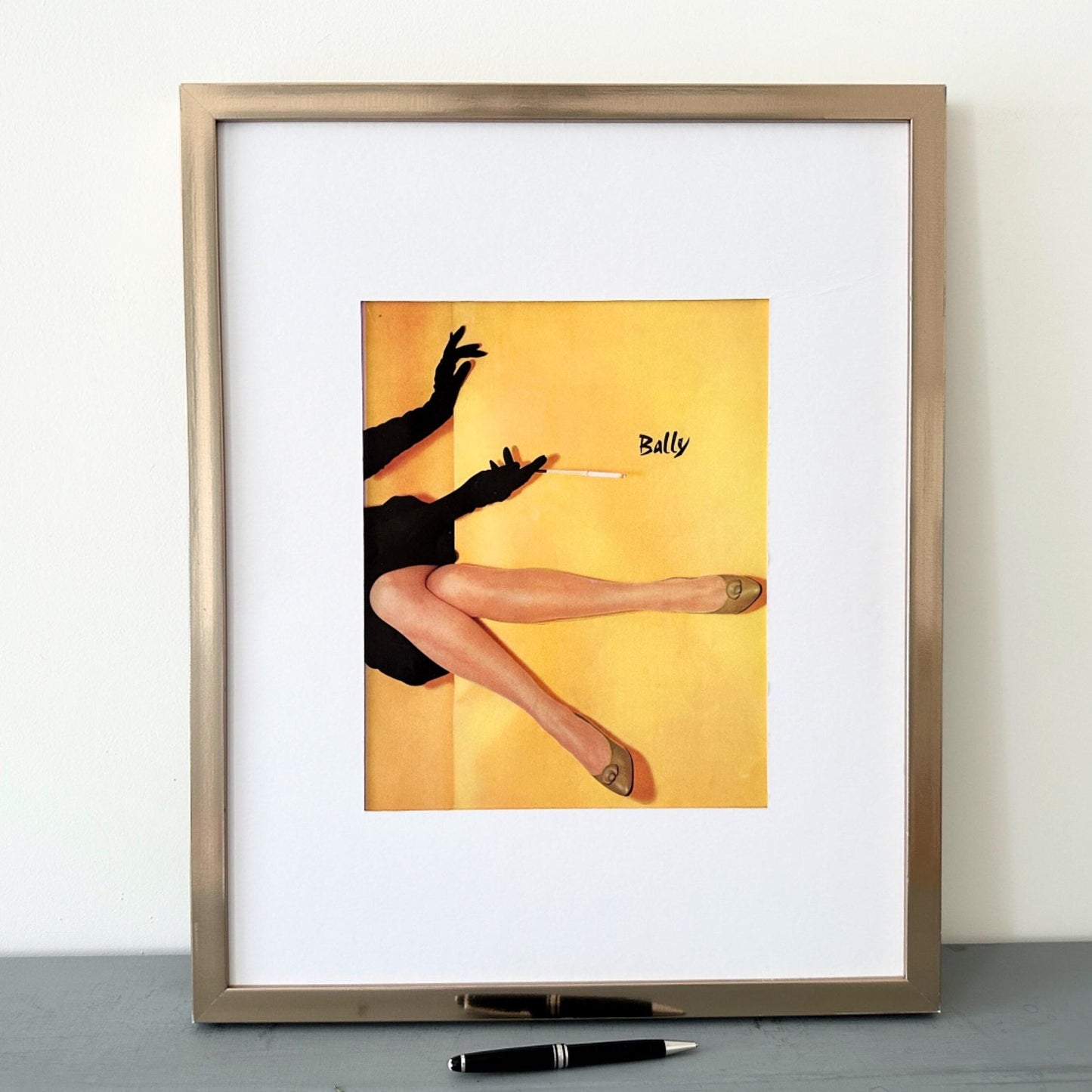 Authentic 1950s Vintage Bally Shoes Advertisement Print: French Vogue Fashion Poster