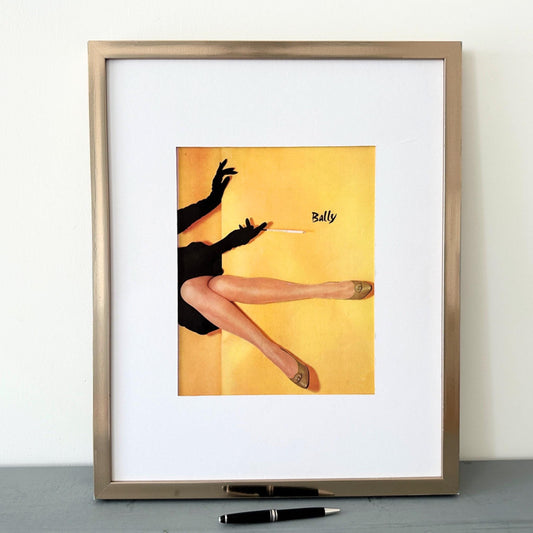 Authentic 1950s Vintage Bally Shoes Advertisement Print: French Vogue Fashion Poster