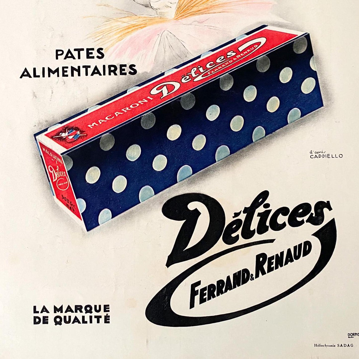 Authentic 1920s Vintage French Pasta Advertising Poster: Leonetto Cappiello Illustration Print