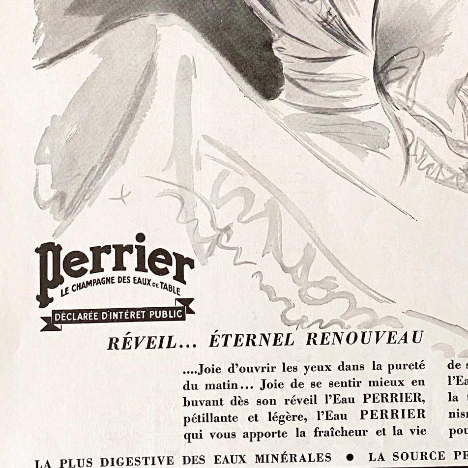 Vintage Perrier Advertisement Poster: French Retro Kitchen Wall Art