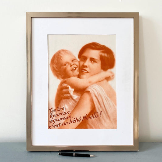 1920s Vintage Nestle Baby Ad Print: Farmhouse Nursery Decor