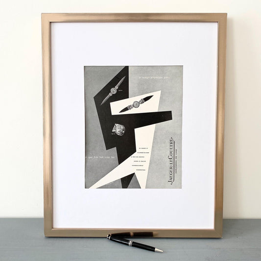 Vintage Jaeger Lecoultre Ad Print: Mid-Century Modern Swiss Watch Decor