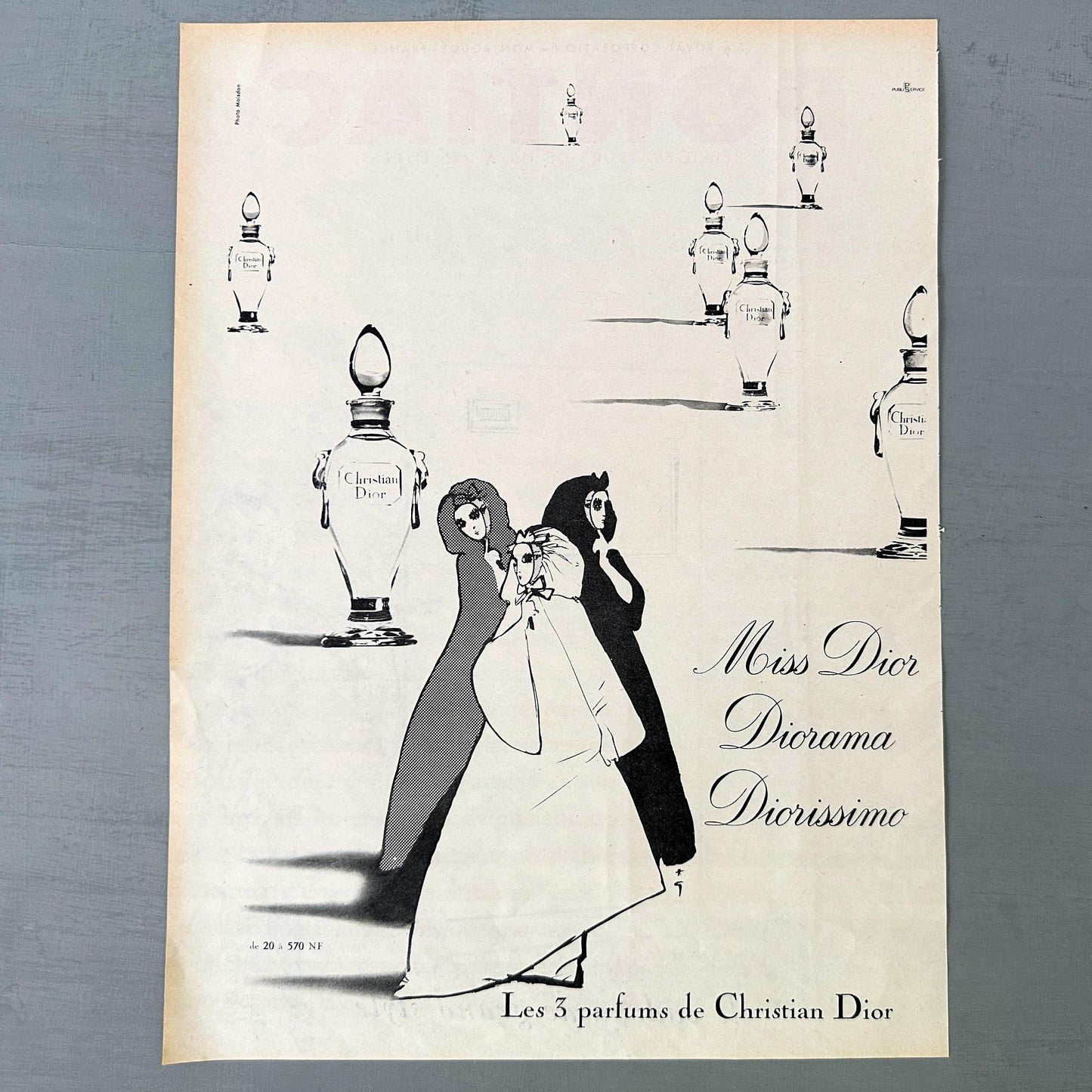 Vintage Dior Perfume Advertisement Poster: Rene Gruau Fashion Illustration