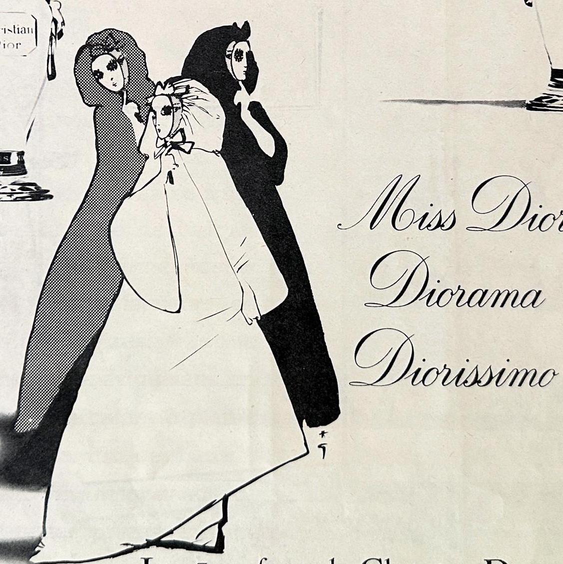 Vintage Dior Perfume Advertisement Poster: Rene Gruau Fashion Illustration