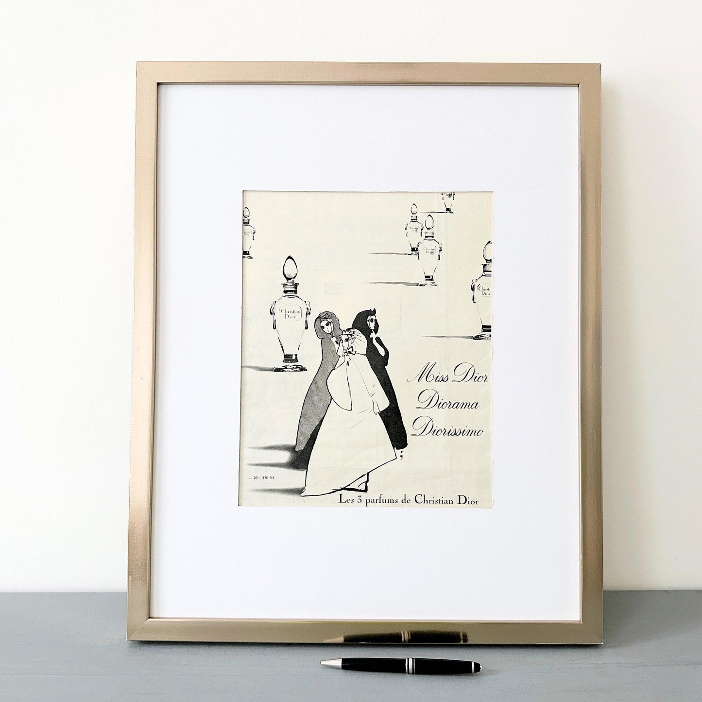 Vintage Dior Perfume Advertisement Poster: Rene Gruau Fashion Illustration