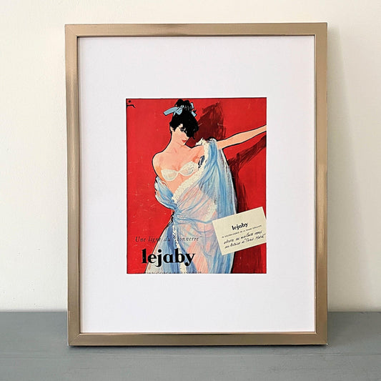 Authentic 1950s Vintage French Lingerie Poster by Rene Gruau, Mid Century Boho Style Decor