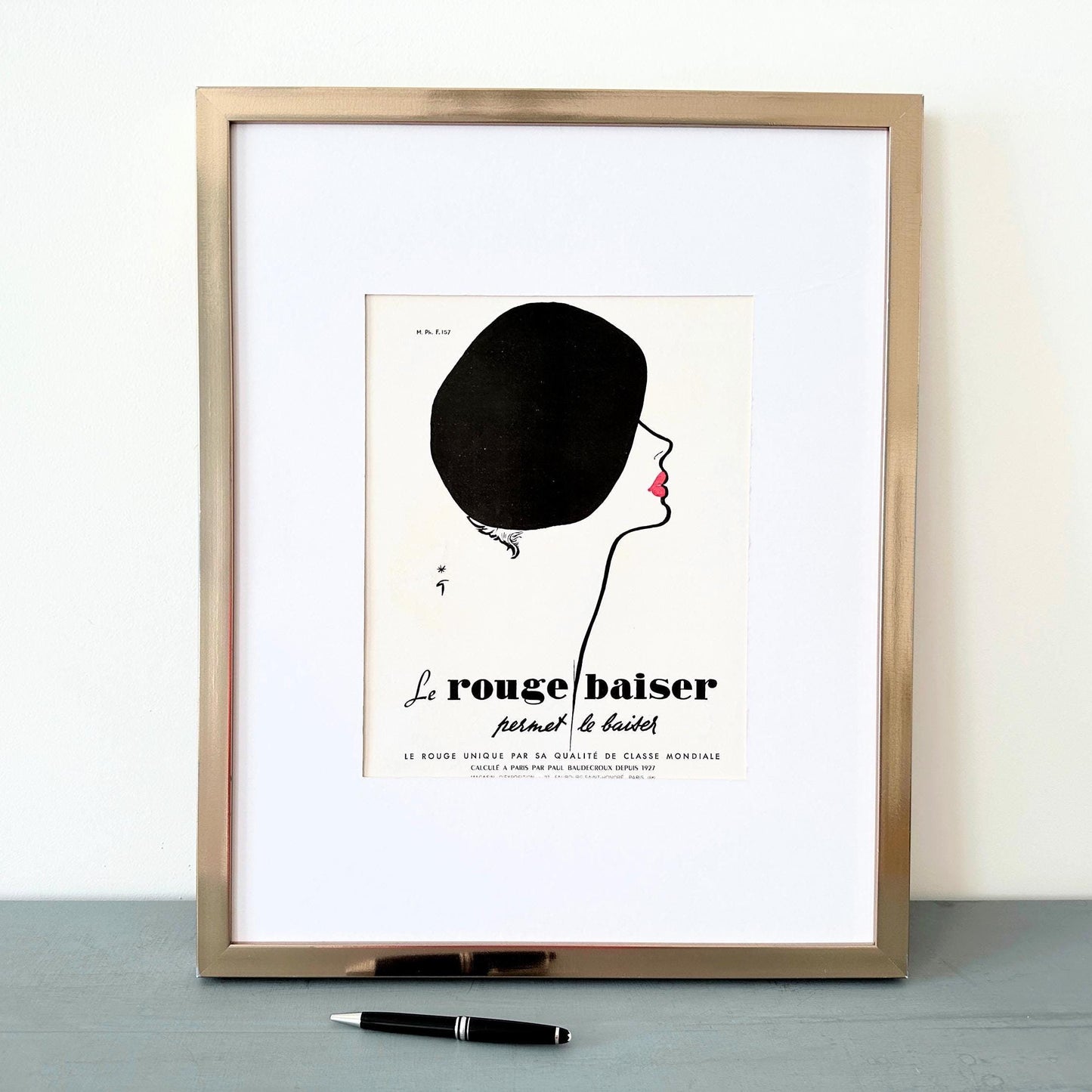 Rene Gruau Red Lipstick Print: Vintage French Vogue Advertisement