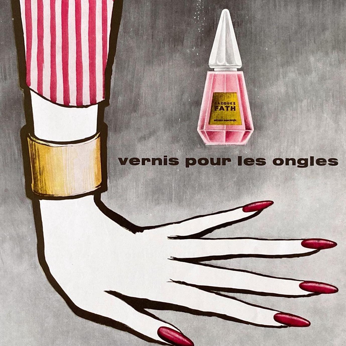 Vintage Fath Nails Vogue Print: French Cosmetic Advertisement