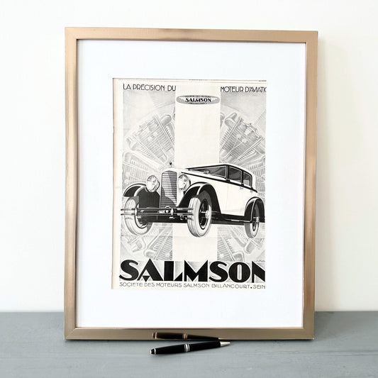 French Vintage Car Print: Salmson Automobile Drawing, Garage Wall Art