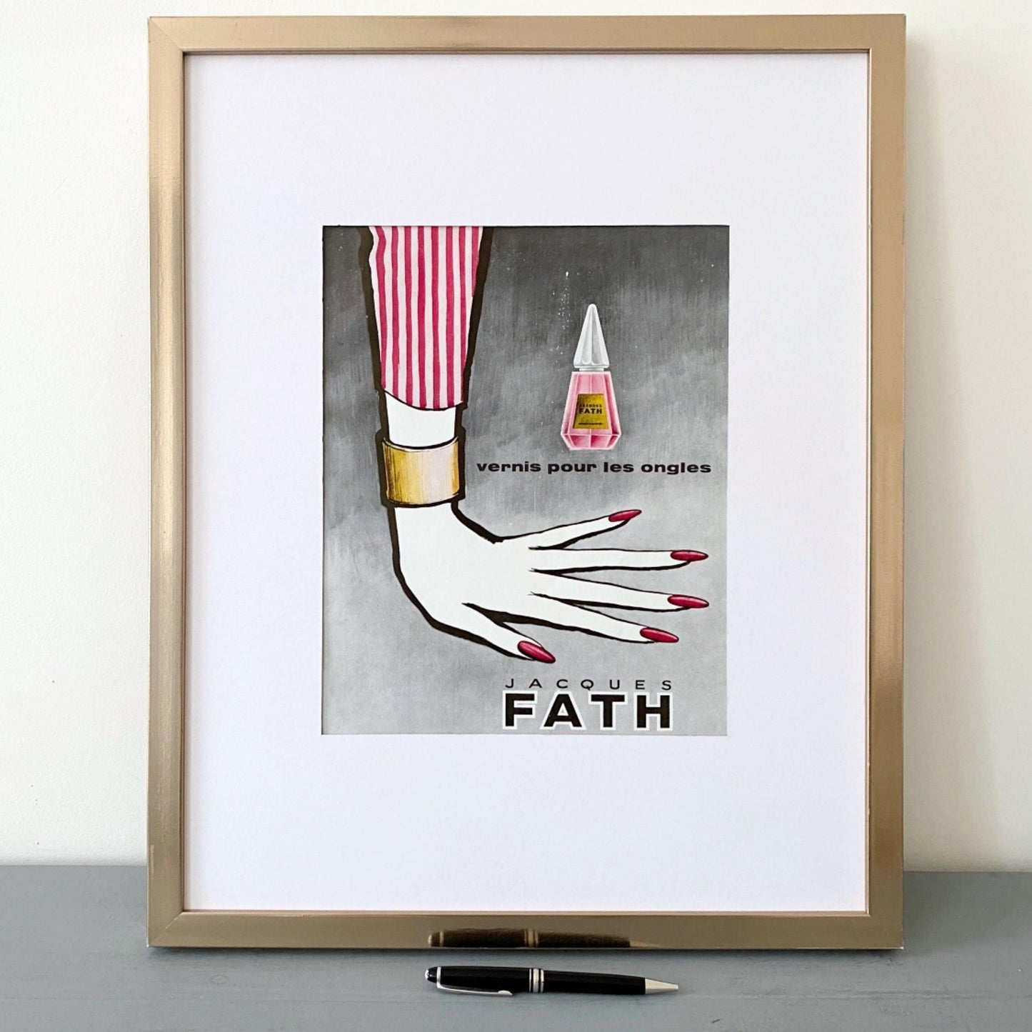 Vintage Fath Nails Vogue Print: French Cosmetic Advertisement