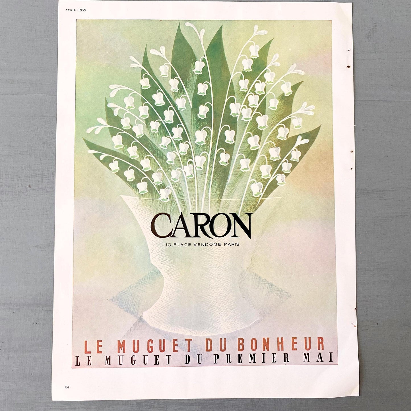 Vintage Caron Lily of the Valley Perfume Ad - French Magazine Print