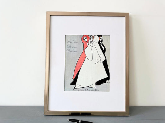 Authentic 1960s Vintage Dior Perfume Poster by Rene Gruau: Glam Fashion Wall Art