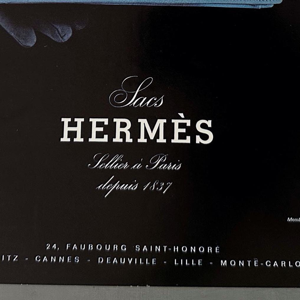Authentic 1960s French Vintage Hermes Advertisement Poster, Luxury Bag Fashion Print