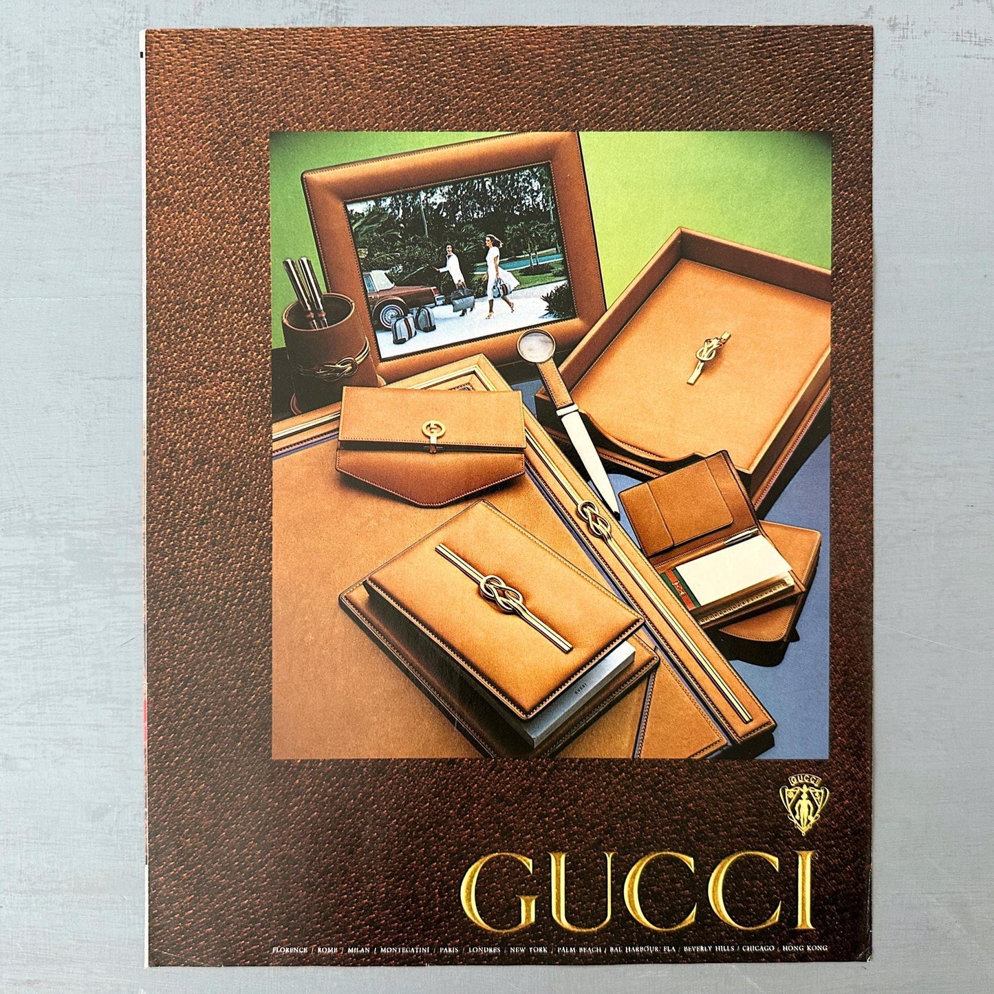 Rare Authentic Vintage Gucci Shop Advertisement Poster, Mid Century Fashion Print Glam House Wall Art Unique Fashionista Gift Ready to Frame