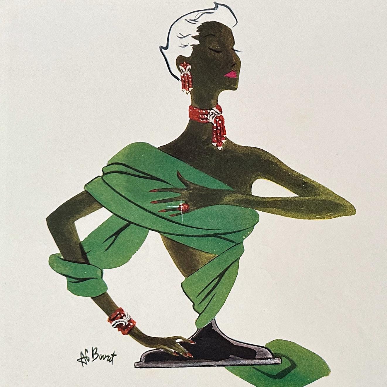 1950s Vintage Boucheron Jewelry Ad Poster: French Glam Wall Art