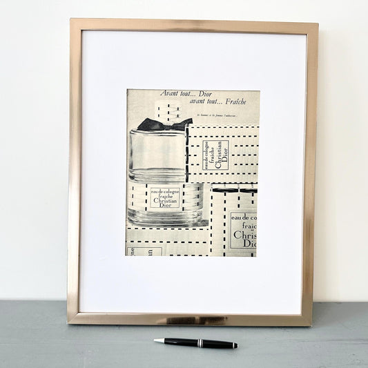 1950s Vintage Dior Perfume Bottle Ad Print: Paris Boho Glam Decor (Original Magazine Page)