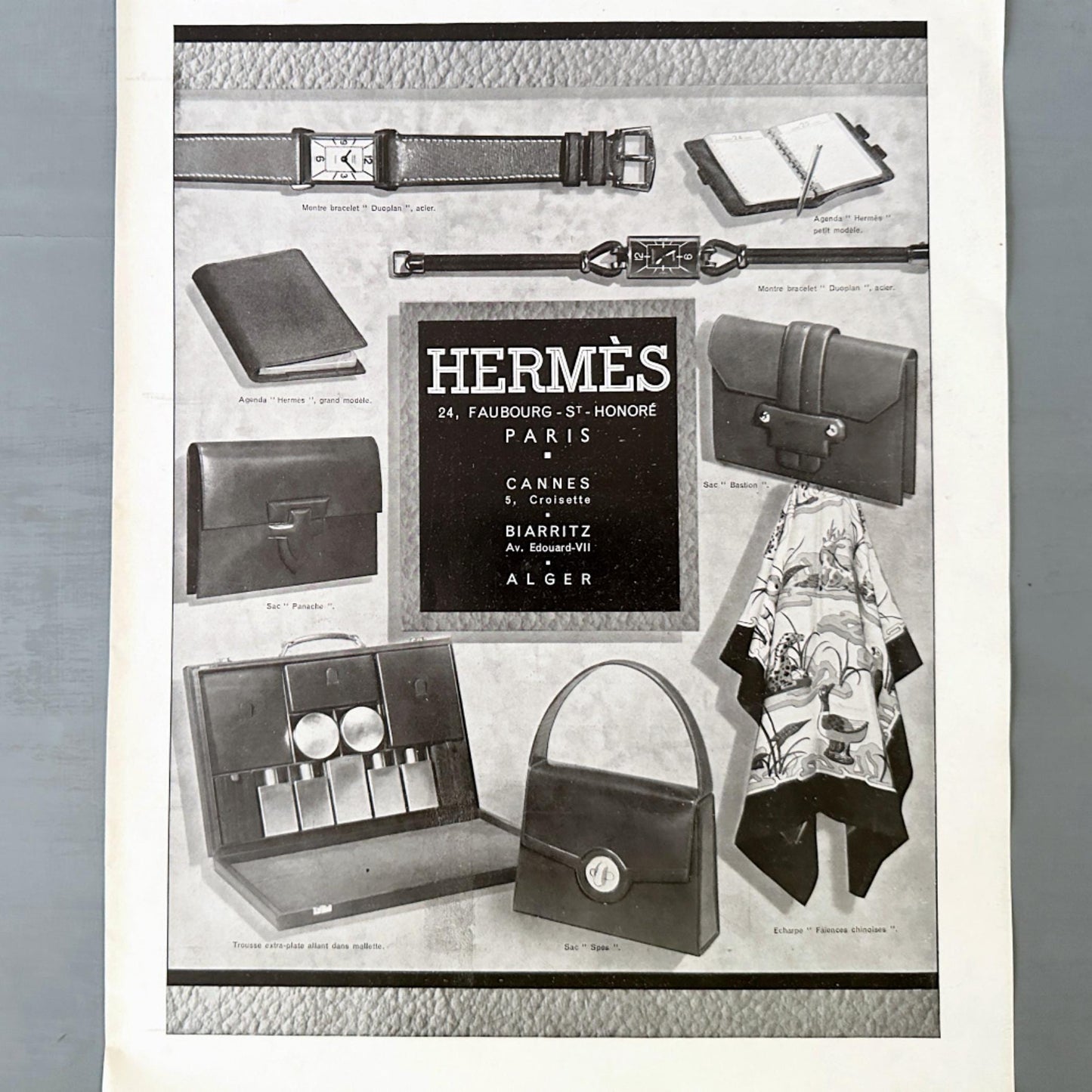 Authentic 1930s Vintage Hermes Bag Ad Wall Art Print: Luxury Fashion Illustration Poster