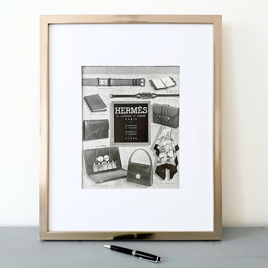 Authentic 1930s Vintage Hermes Bag Ad Wall Art Print: Luxury Fashion Illustration Poster