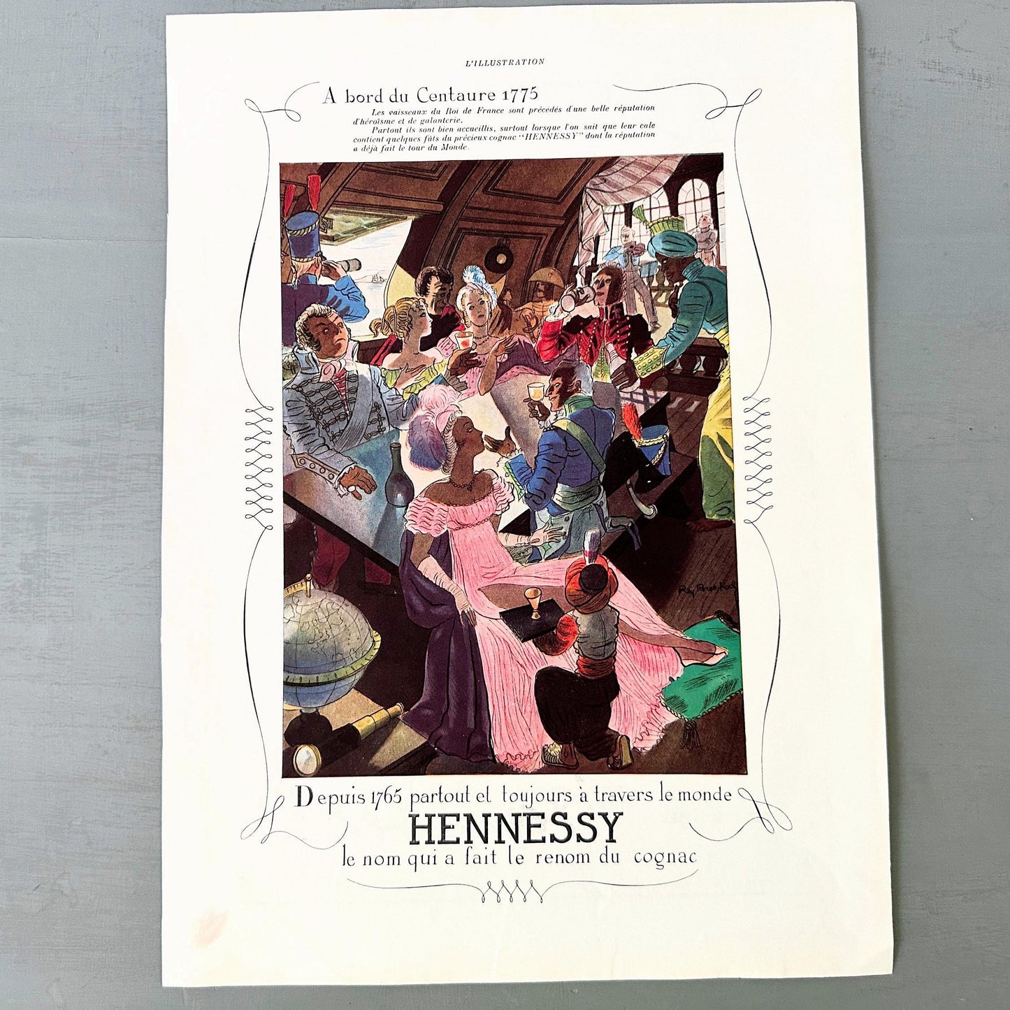 Original Vintage Hennessy Cognac Advertisement Print, Rare Authentic Retro Alcohol Poster from French Magazine, Cocktail Lover Gift