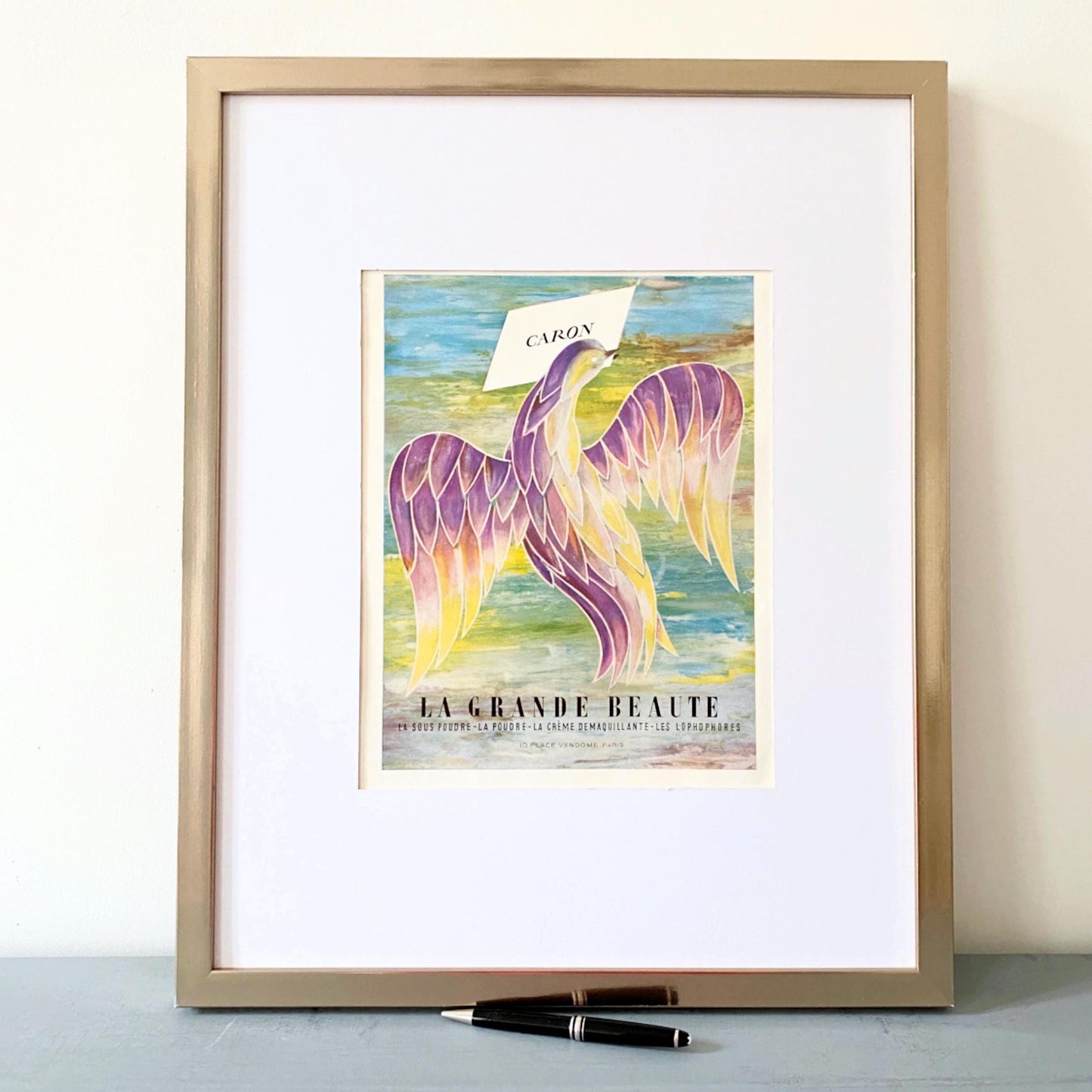 Vintage Caron Perfume Print: 1943-1955 French Advertisement, Ready to Frame