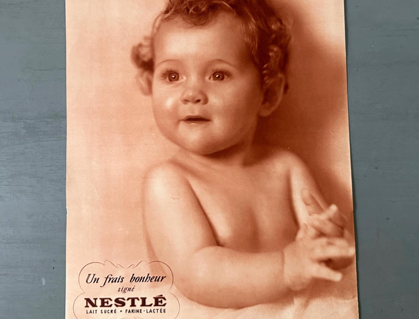 Authentic 1930s French Vintage Nestle Baby Advertisement: Sepia Nursery or Kitchen Wall Art