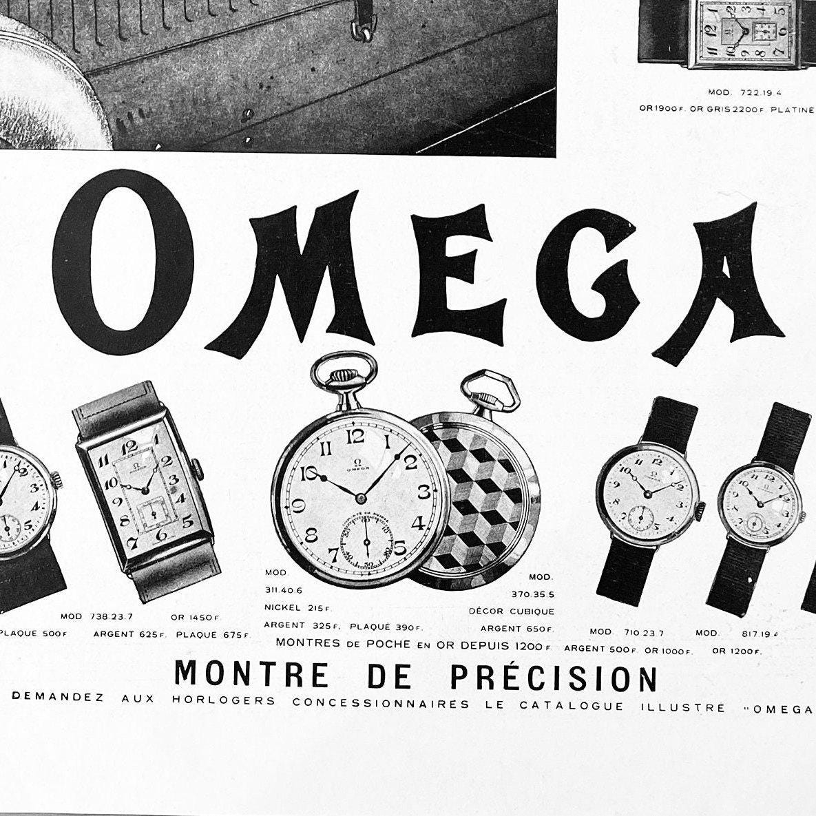 Vintage Omega Swiss Watch Ad Print: Racing Car Poster by Rene Vincent