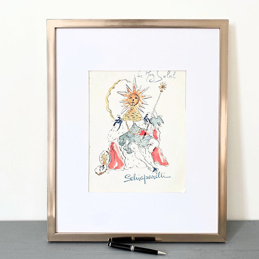 Original 1950s Vintage Schiaparelli Ad Poster Print by Salvador Dali - Rare Authentic Paris Glam Room Luxury Wall Decor