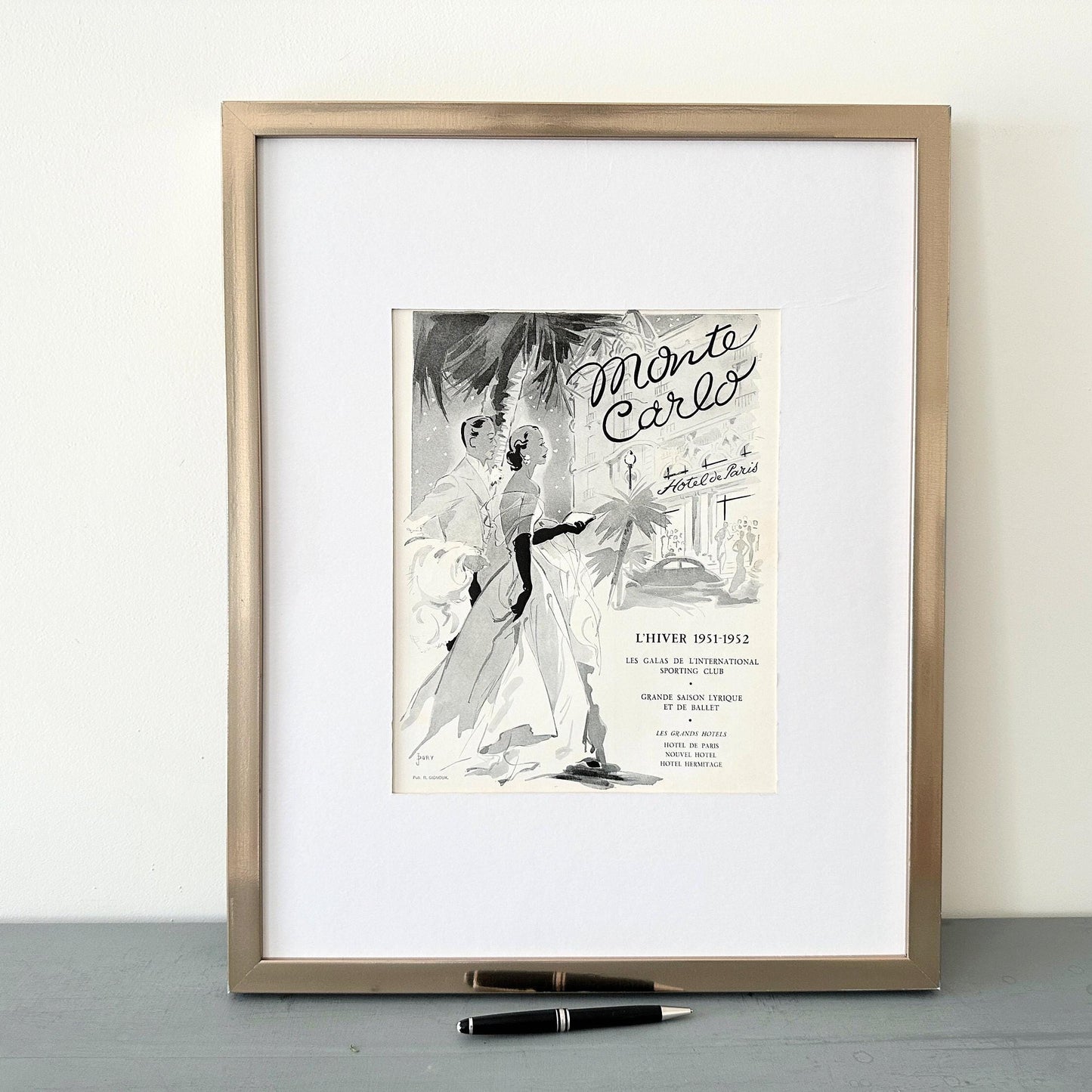 Original 1950s Vintage Monaco Travel Poster: Monte Carlo Tourism Ad Print