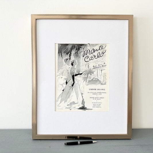 Original 1950s Vintage Monaco Travel Poster: Monte Carlo Tourism Ad Print